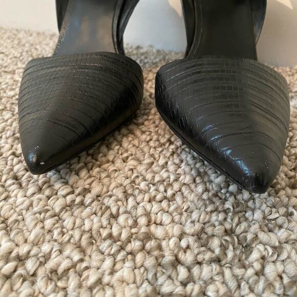 🛑SOLD🛑 Alexander Wang Sonja Heels Size 39 8.5 Black Point Toe Reptile Designer - Picture 4 of 12